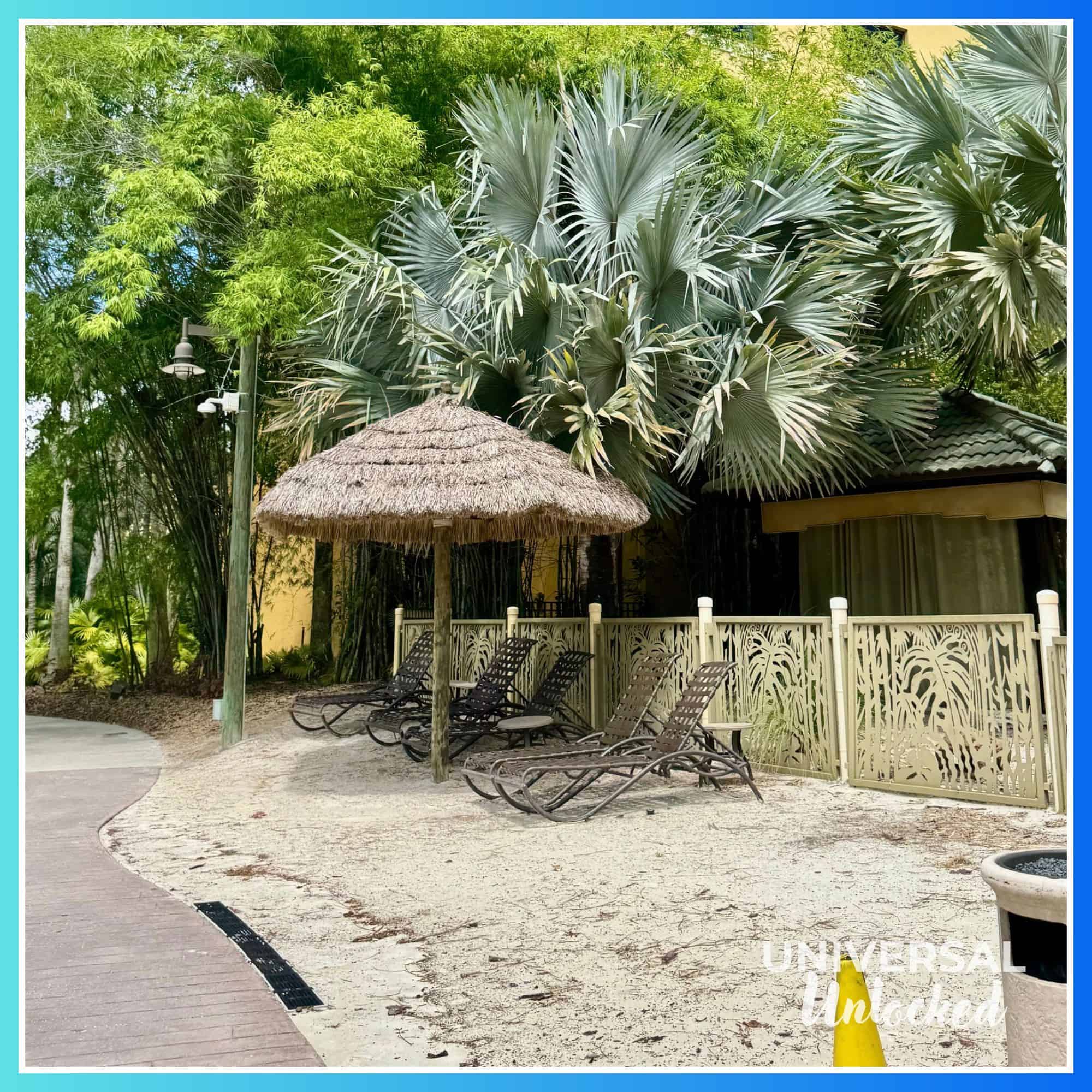 Beach chairs along the Royal Pacific Resort walking path